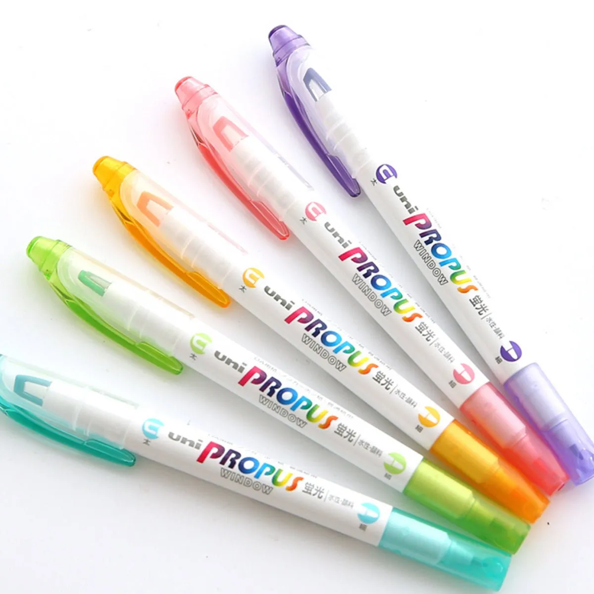 Uni Propus Window Double-Ended Highlighter 4.0mm/0.6mm Pastel 5 Pack