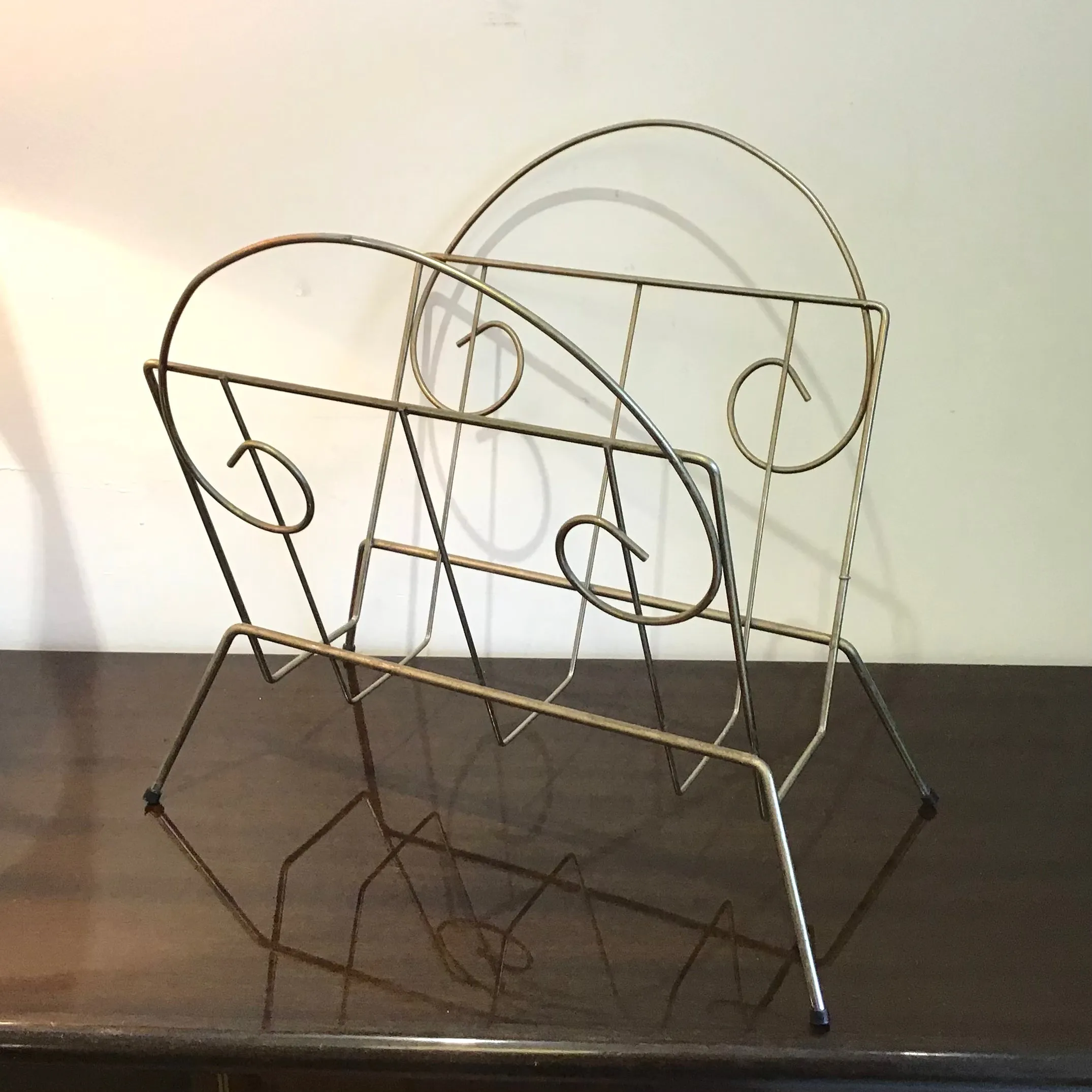 Vintage Brass Wire Magazine Holders