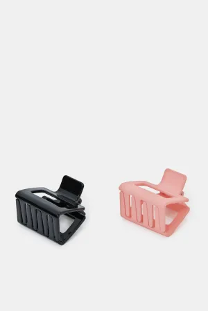 Women Pink And Black Hair Claw (Pack of 2)