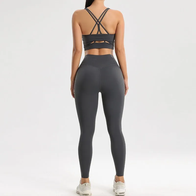 Women's sports and fitness set yoga and running two-piece set bra underwear quick drying base pants